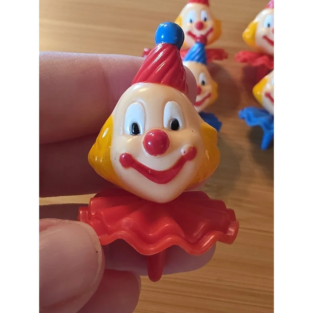 Lot of 6 Vintage Clown Cake Toppers Red Blue 2